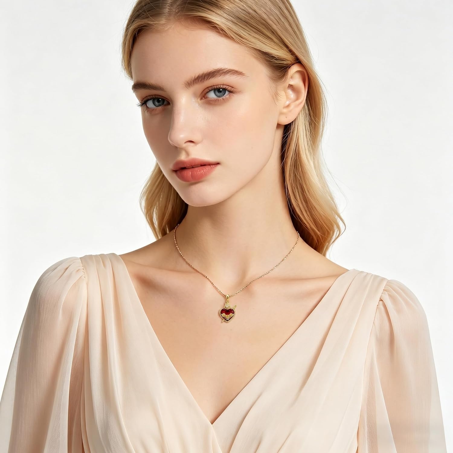 Immaculate Heart of Mary Necklace 18K Yellow Gold Plated Sacred Heart Virgin Mary Jewelry Gifts for Women Mom Wife