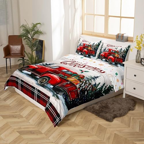 Vista 163 de Juego de funda de edredón rosa de Navidad para niñas, tamaño matrimonial, lindo juego de ropa de cama de dibujos animados de pingüino de Papá Noel