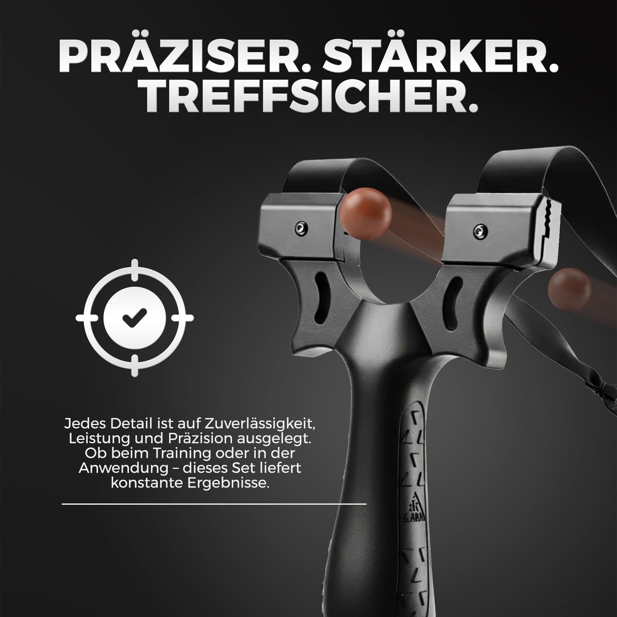 Erland Steinschleuder Profi Set - Jagd Schleuder Zwille für Erwachsene mit Steinschleuder Gummi und 100g Tonkugeln für Slingshot Professional – präzise Schleuder Katapult für Outdoor Spiele Erwachsene