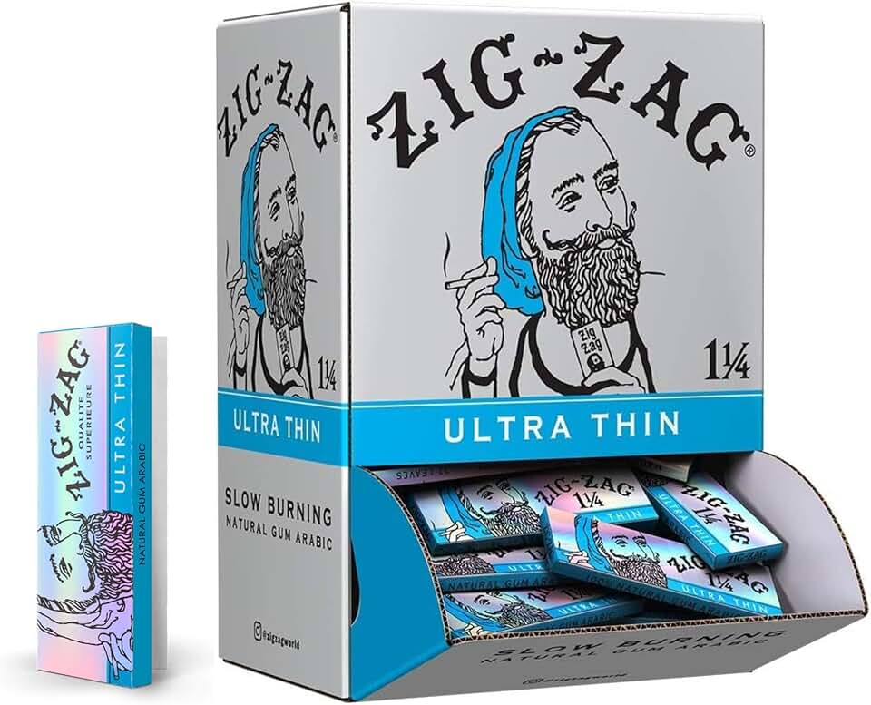 ZIG-ZAG Rolling Papers 1 ¼ Ultra Thin (48 Booklets) - 32 Sheets Each - Slow Burning Rolling Papers