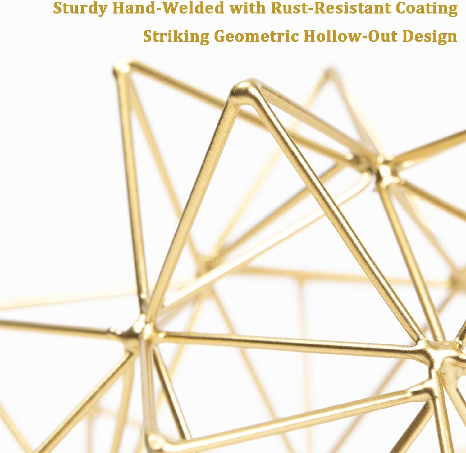 3D Gold Decorative Sphere, Metal Geometric Tabletop Decoration