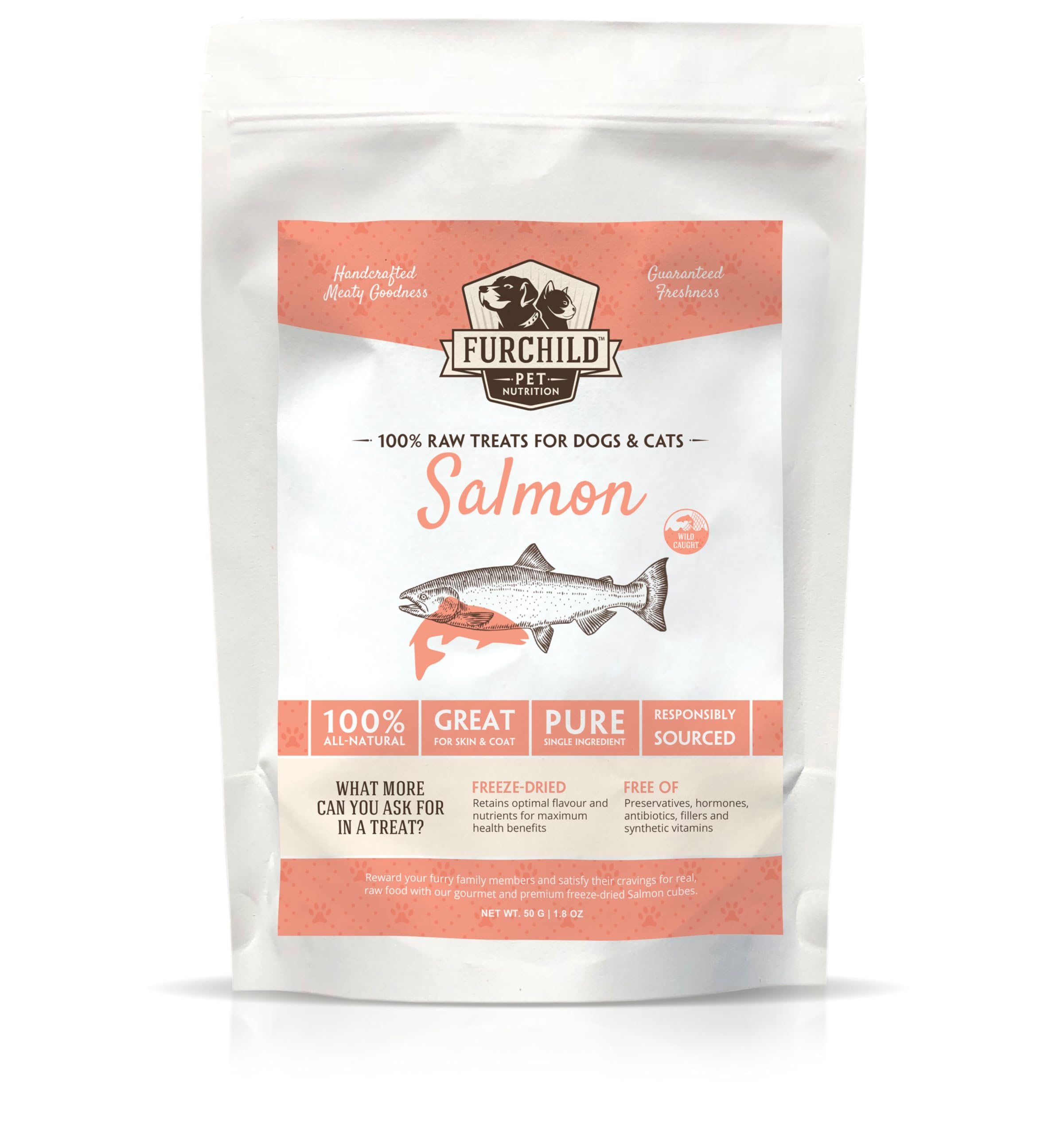 Premium Freeze-dried Wild-caught Salmon Treats for Dogs and Cats