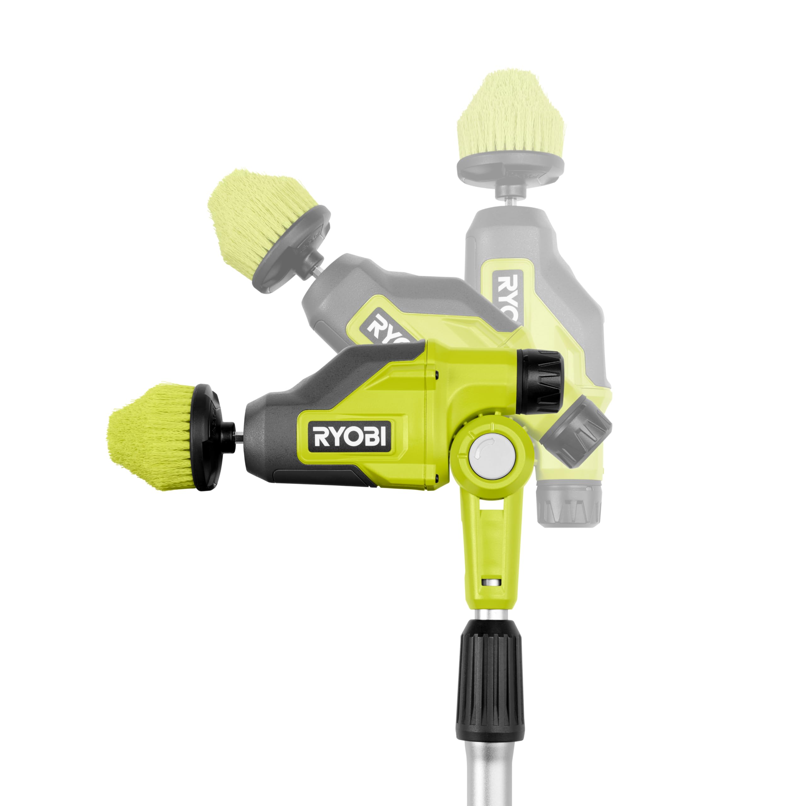 Ryobi Spazzola Rotante Telescopica 4V USB Lithium con Batteria 2.0Ah e Caricabatterie Inclusi, Alta Velocità 400 rpm, Asta Estensibile 1.2 m, Pulizia Casa e Auto, RTS4-120G