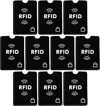 SaiTech IT 10 Pack RFID Blocking Sleeves for Debit and Credit Cards,Black