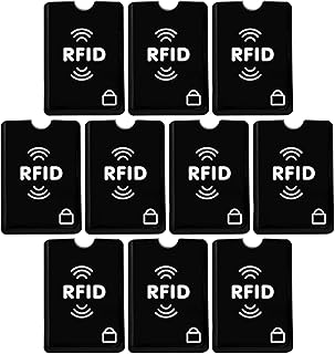 Set of 10 RFID Blocking Sleeves Best way to Protect your Cards from Electronic Theft, Durable, Lightweight and Compact Design to fit in any Pocket or Purse (Black)