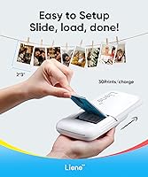 Vista 5 de Liene Impresora fotográfica de 2 x 3, mini impresora de imágenes portátil 105 papel adhesivo (50 papel mono y 55 papel Zink), Bluetooth 5.0