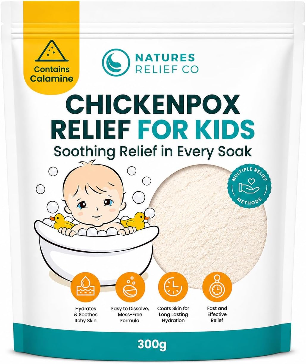 Chickenpox Relief Treatment | Colloidal Oatmeal & Calamine | Oatmeal Bath Soak for Chicken Pox Relief Kids - Colloidal Oats Bath for Itchy Skin| Made in UK | 300g