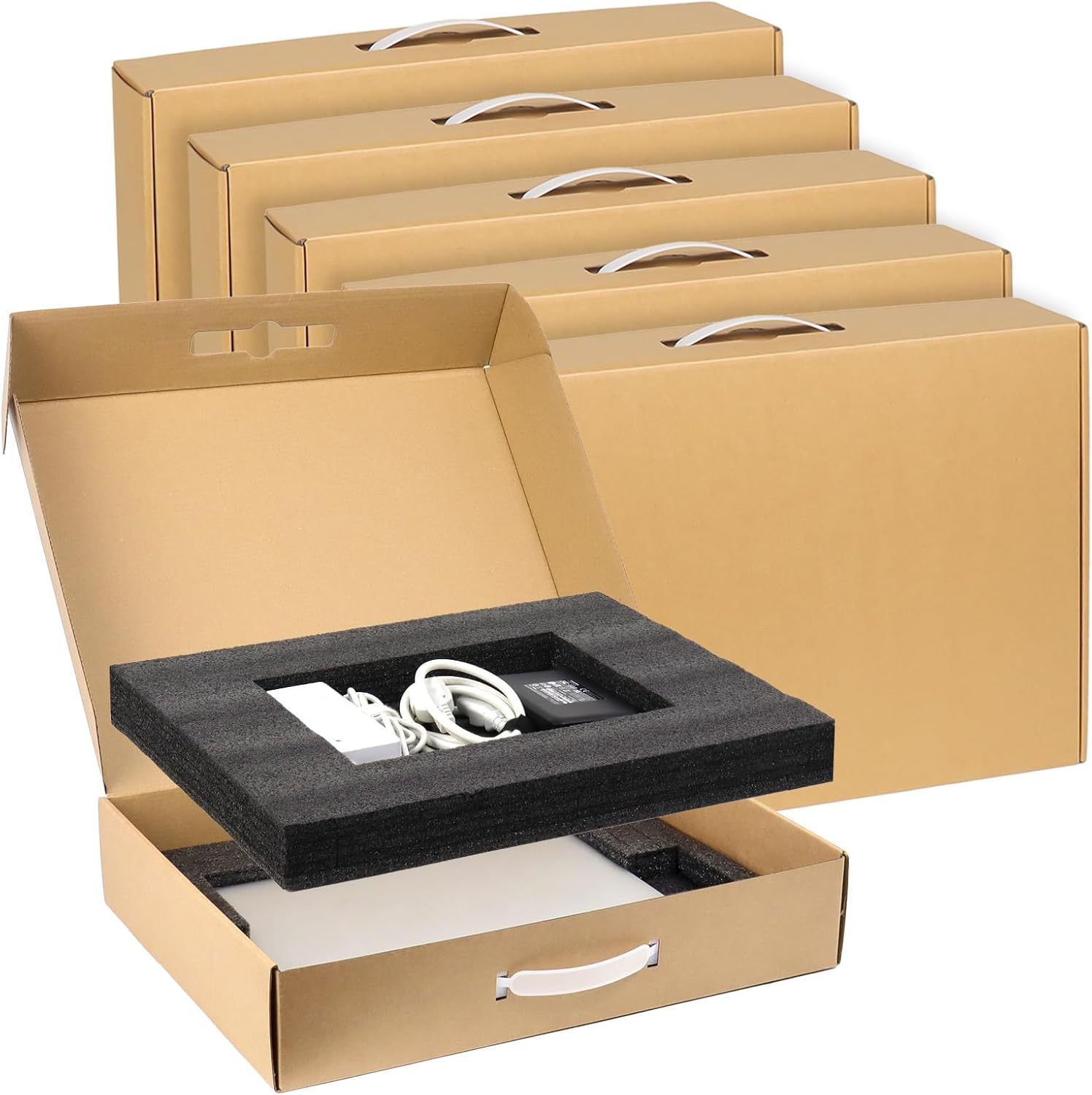 5 Pack Laptop Shipping Box with Foam, Secure Cardboard Laptop Box for Shipping, Fit Most 13-17 Inch Notebook Computer Packing