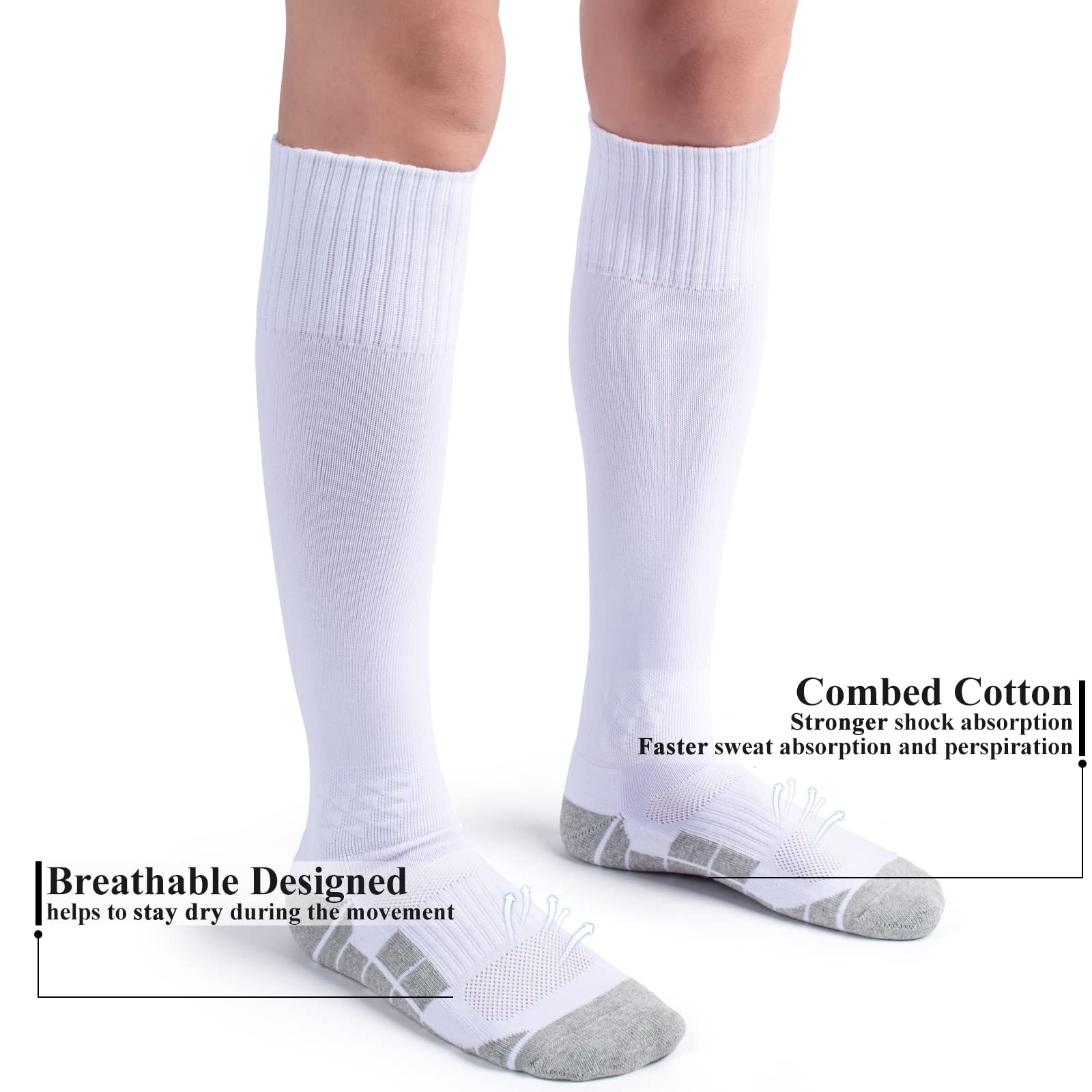 4er-Pack Softball-Baseballsocken für Jugendliche, Kinder, Erwachsene