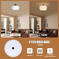 Vista 5 de Lámpara de Techo Moderna de Montaje al Ras - Lámparas de Techo Easric de Montaje al Techo, Lámparas de Techo para Pasillo con Pantalla de Tela