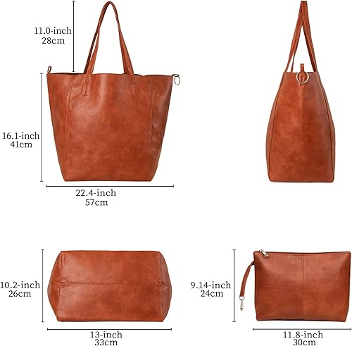 Miniatura 2 de Leather Tote Bag, Oversized Hobo Bags, Large Tote Bag for Women Work, Vegan Leather Handbags Travel, Tote Bags for School