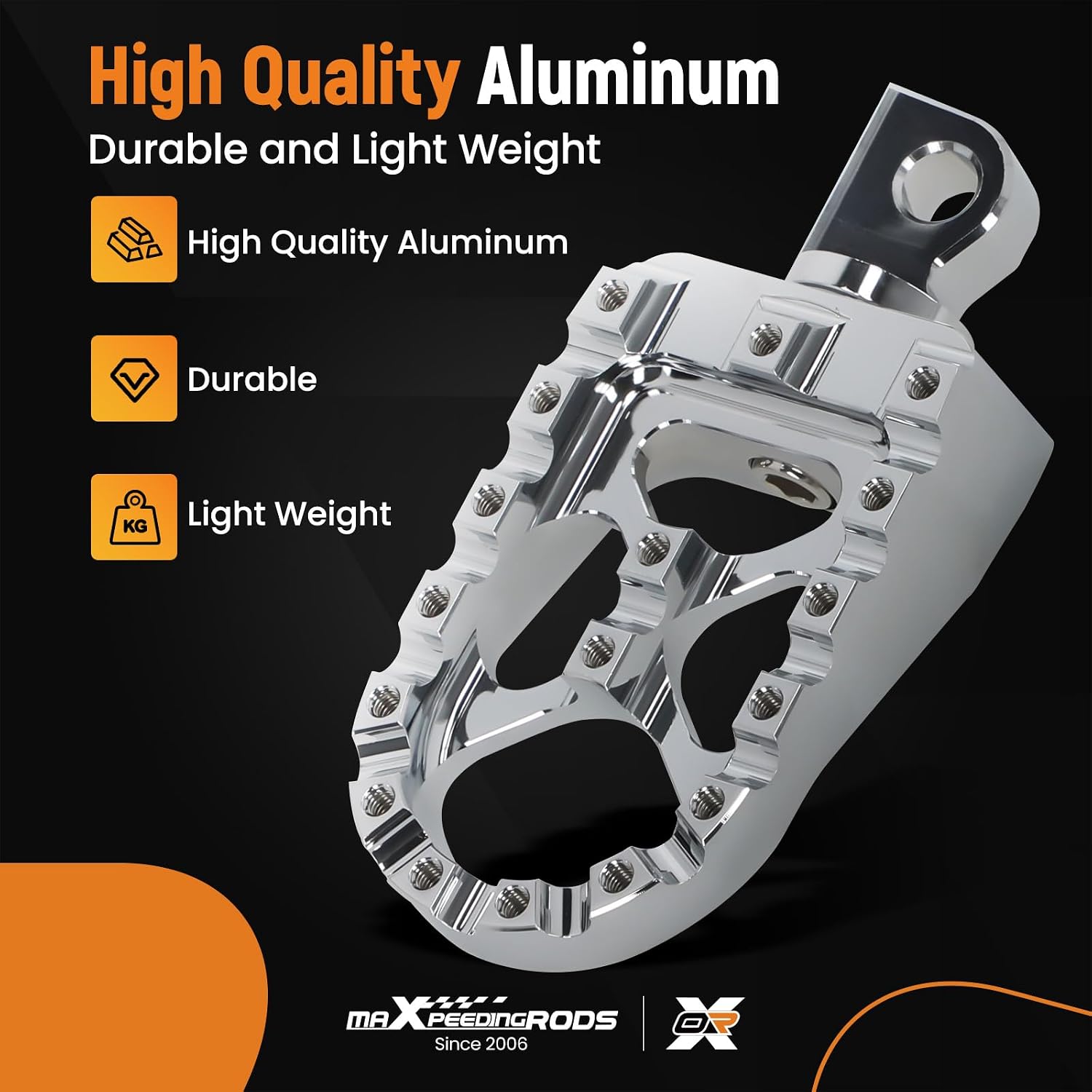 maXpeedingrods Wide Foot Pegs, 360° Rotating Motorcycle Foot Pegs for Harley Dyna 1993-2017, Sportster 883 1986-2019, Fatboy 1990-2017, Iron 883 2009-2017 - Silver
