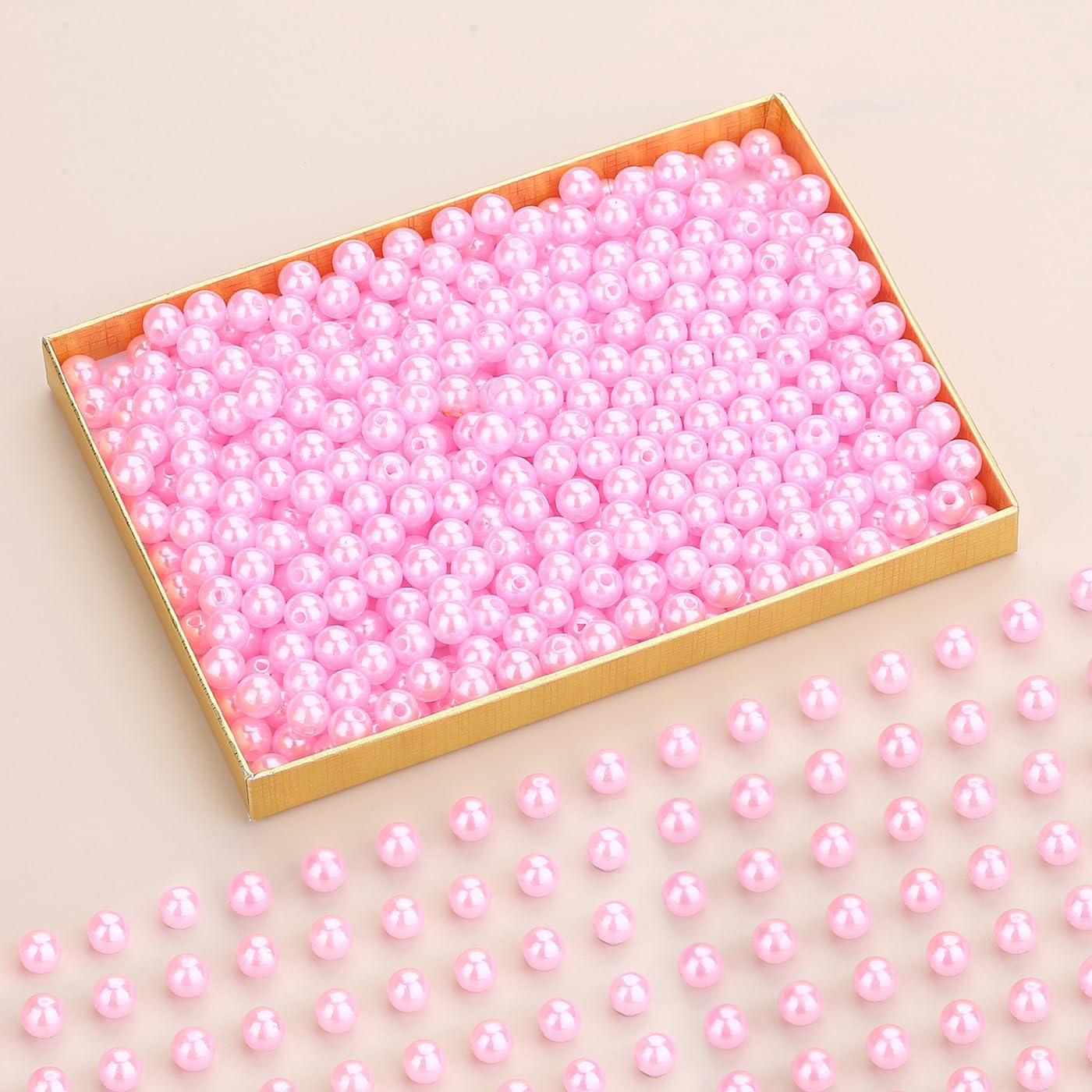 DUQGUHO Pink Pearl Beads for Crafts 8mm Plastic Pearl Beads with Hole 500PCS Fake Pearls for Wedding Decoration Bulk Pearl for Jewelry Making DIY Bracelet Necklaces Earrings - Image 2