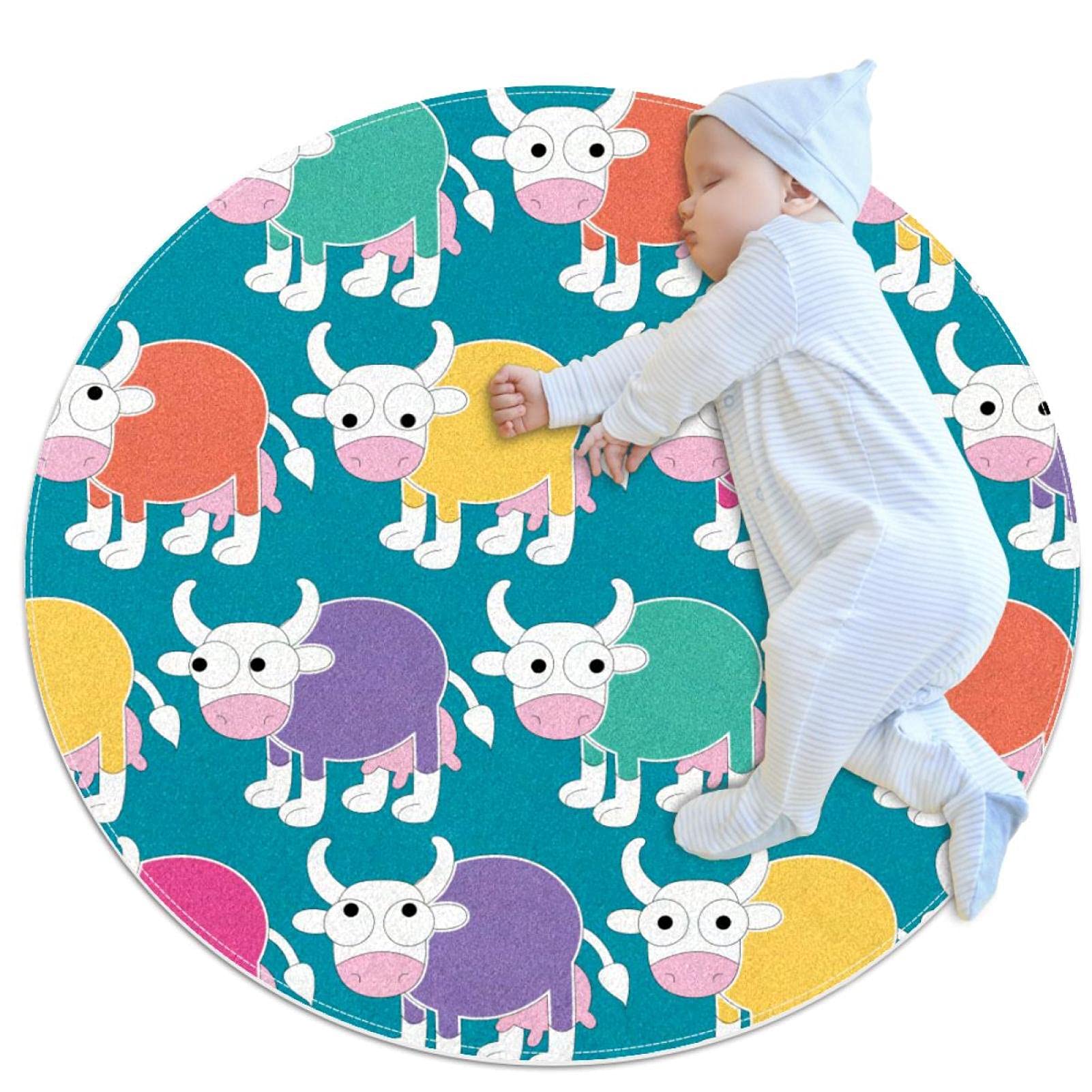 Tapis de jeu pour enfants JDEZ motif vache cadeau de naissance