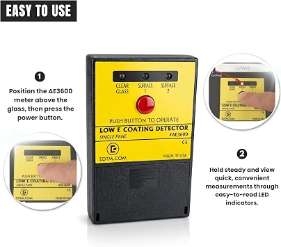 EDTM AE3600 Single Pane Low-E Glass Coating Detector, Made in USA