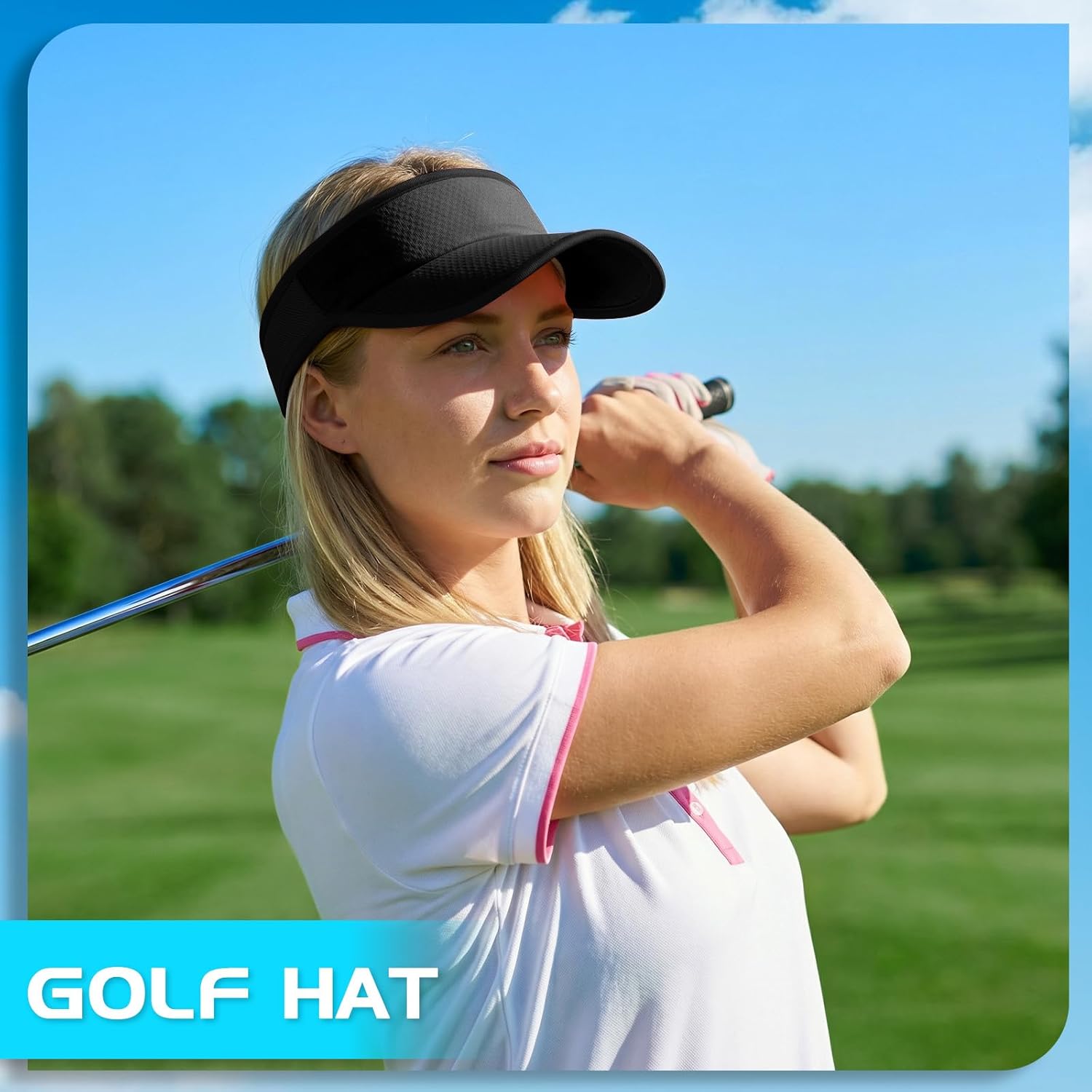 GXCROR Sports Sun Visor Hat Men Women, Lightweight Breathable Quick-Dry Visor Hat, UPF 50+ Tennis Golf Running Visor - Image 6