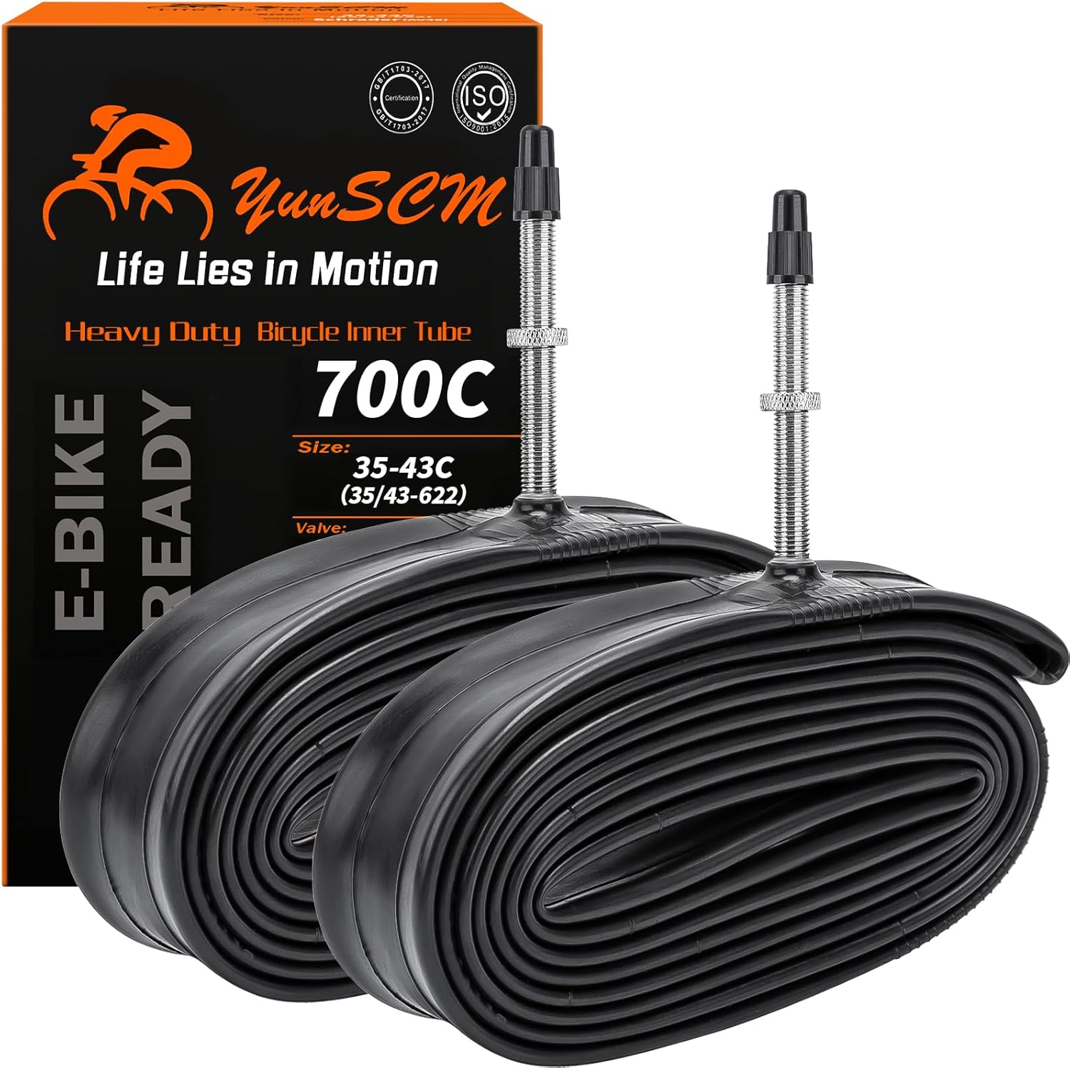 700C Heavy Duty Bike Tubes 700x35C/38C/40C/43C 48mm Presta Valve (35/43-622) 700C Bicycle Tubes for 700 x 35C 700x38C 700x40C 700x42C Mountain, Gravel, Hybrid Road Bike Tire Tubes 2-PCS