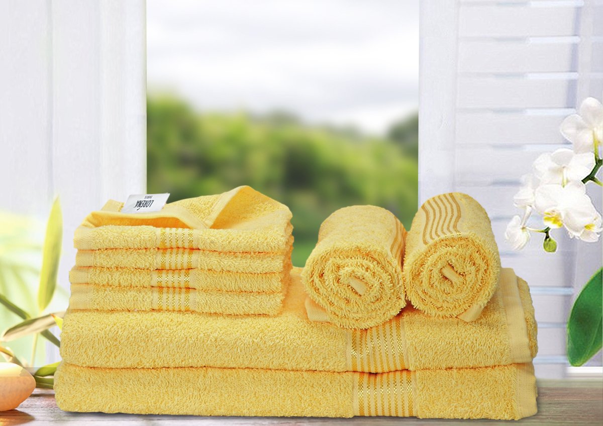Bianca D'ross Solid 8 Piece 380 GSM Cotton Towel Set Yellow Amazon