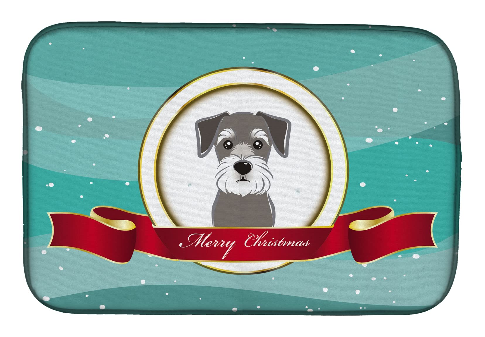 Tapis d'égouttage imprimé Schnauzer de Noël 14 x 21 pouces
