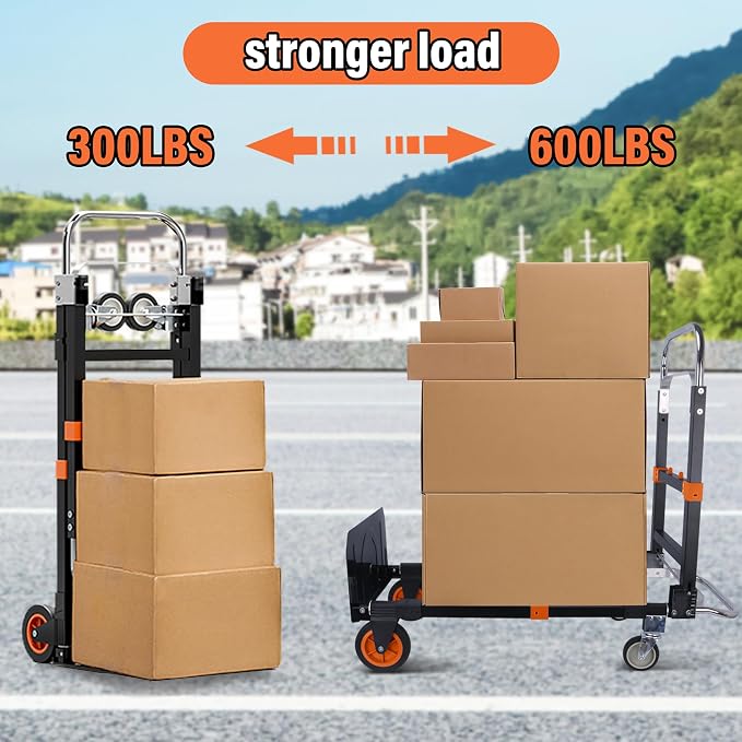 Carretilla plegable 3 en 1, capacidad 500 lbs, ruedas de goma, plegable miniatura 5
