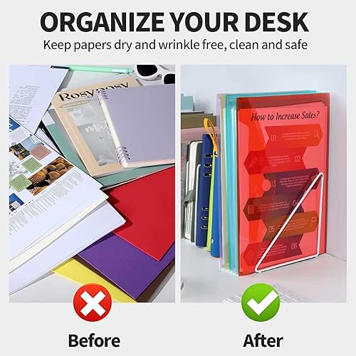 Vista 10 de LEOBRO Sobres de plástico, 8 carpetas de plástico para documentos, carpeta de archivos A4, soporte para documentos, bolsas de archivos