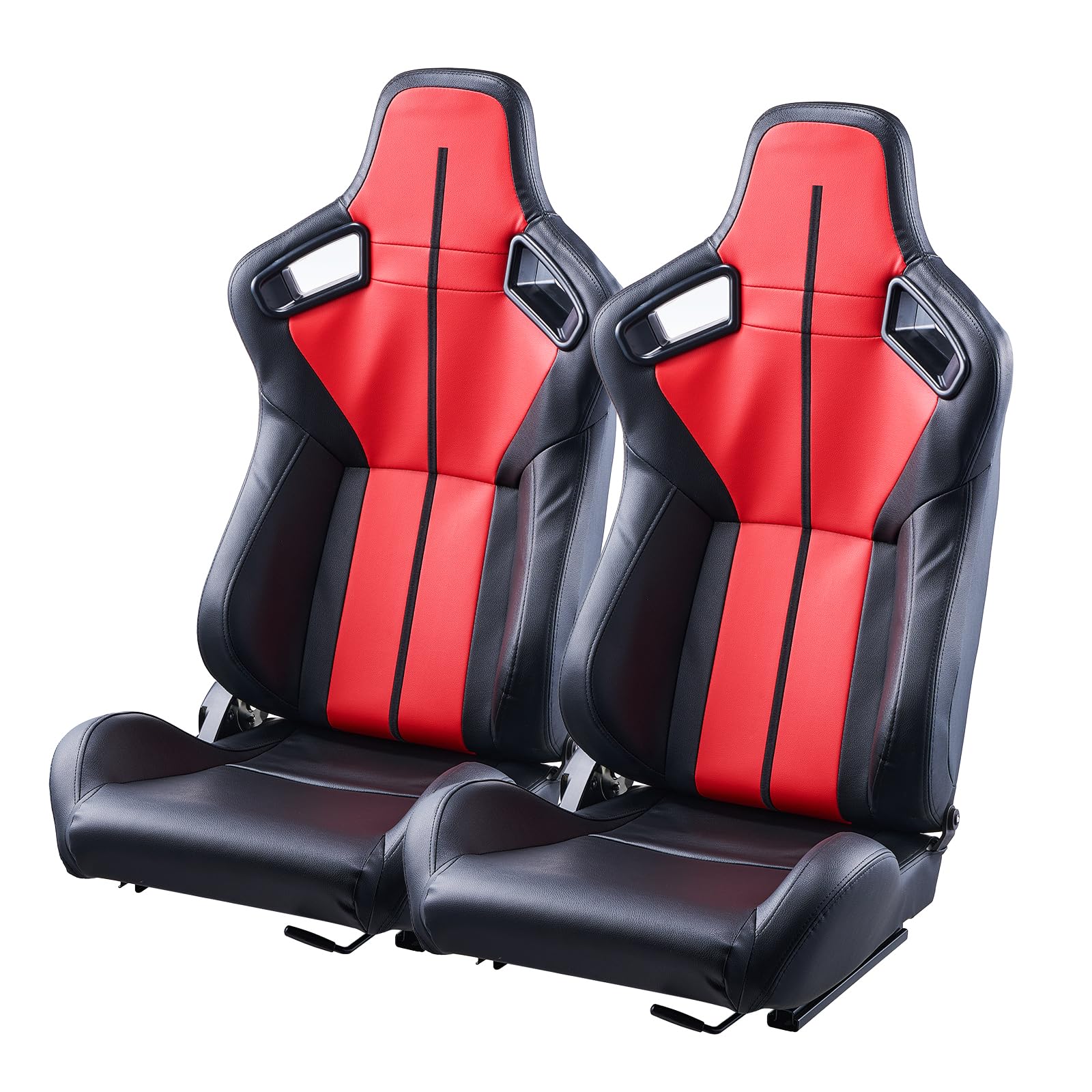VEVOR Rennsitz verstellbares Renncockpit mit Weitwinkel-Neigung und hochelastischem Schaumstoff 2 Stk. Rennstuhl mit weichem PVC-Leder und Q235B-Schieber, passend für Rennwagen und Go-Karts