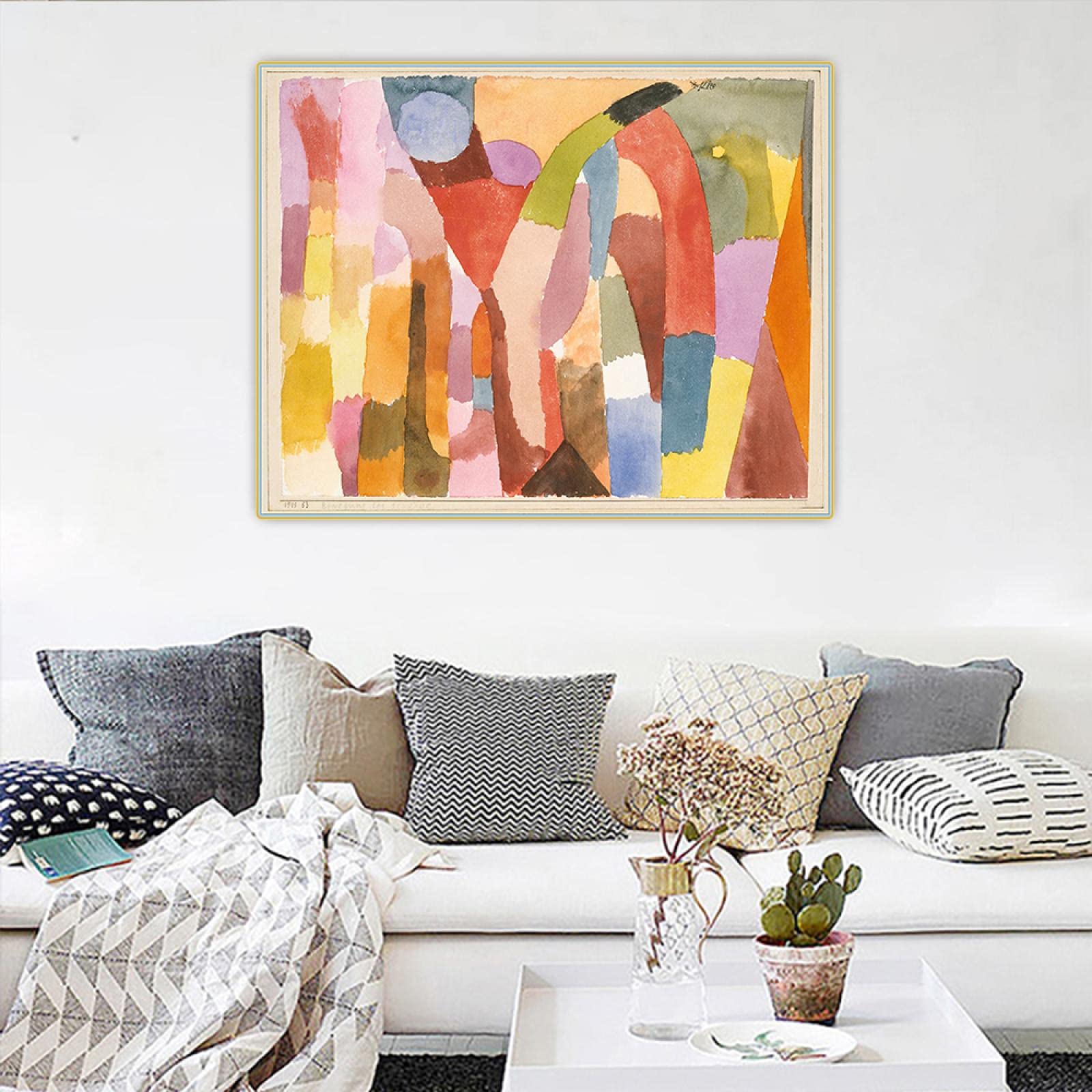 キャンバス油絵専用開花パウルクレー風飽きのこない抽象画大きめキャンバス