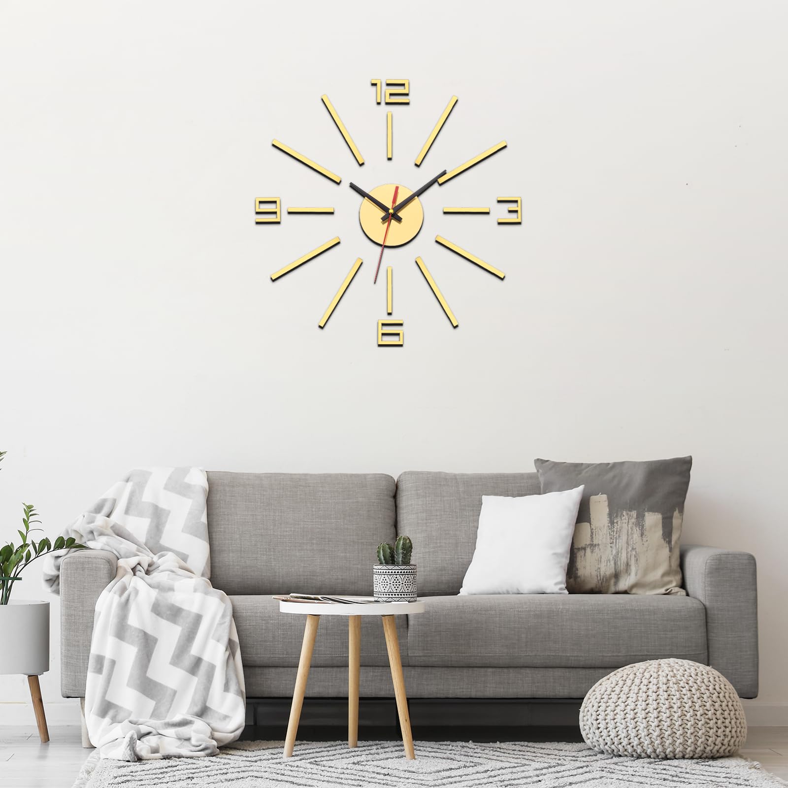 Horloge murale moderne sans cadre grand miroir acrylique quartz vintage diy