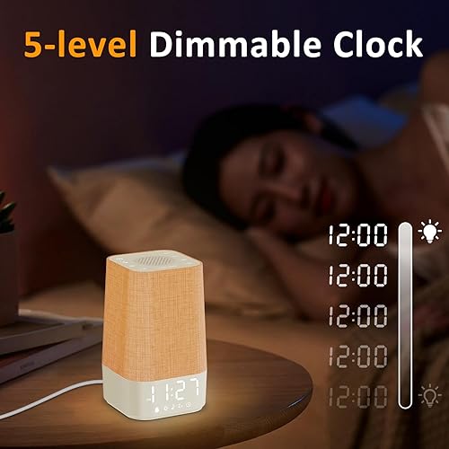 Miniatura 5 de Máquina de sonido de ruido blanco 30 sonidos relajantes, reloj despertador de amanecer para despertar suave, volumen ajustable y luz nocturna,