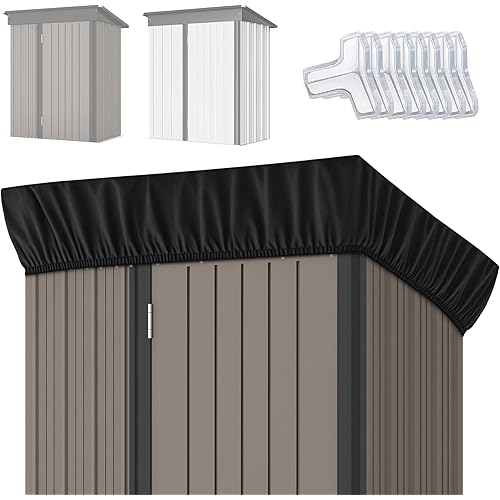 5x3Ft Outdoor Storage Shed Cover & Metal Garden Shed Cover - 640D Oxford Fabric, Weatherproof, Dustproof, Elastic Hem for Secure Fit, Includes 8 Reinforced Silicone Corner Guards (Cover Only)