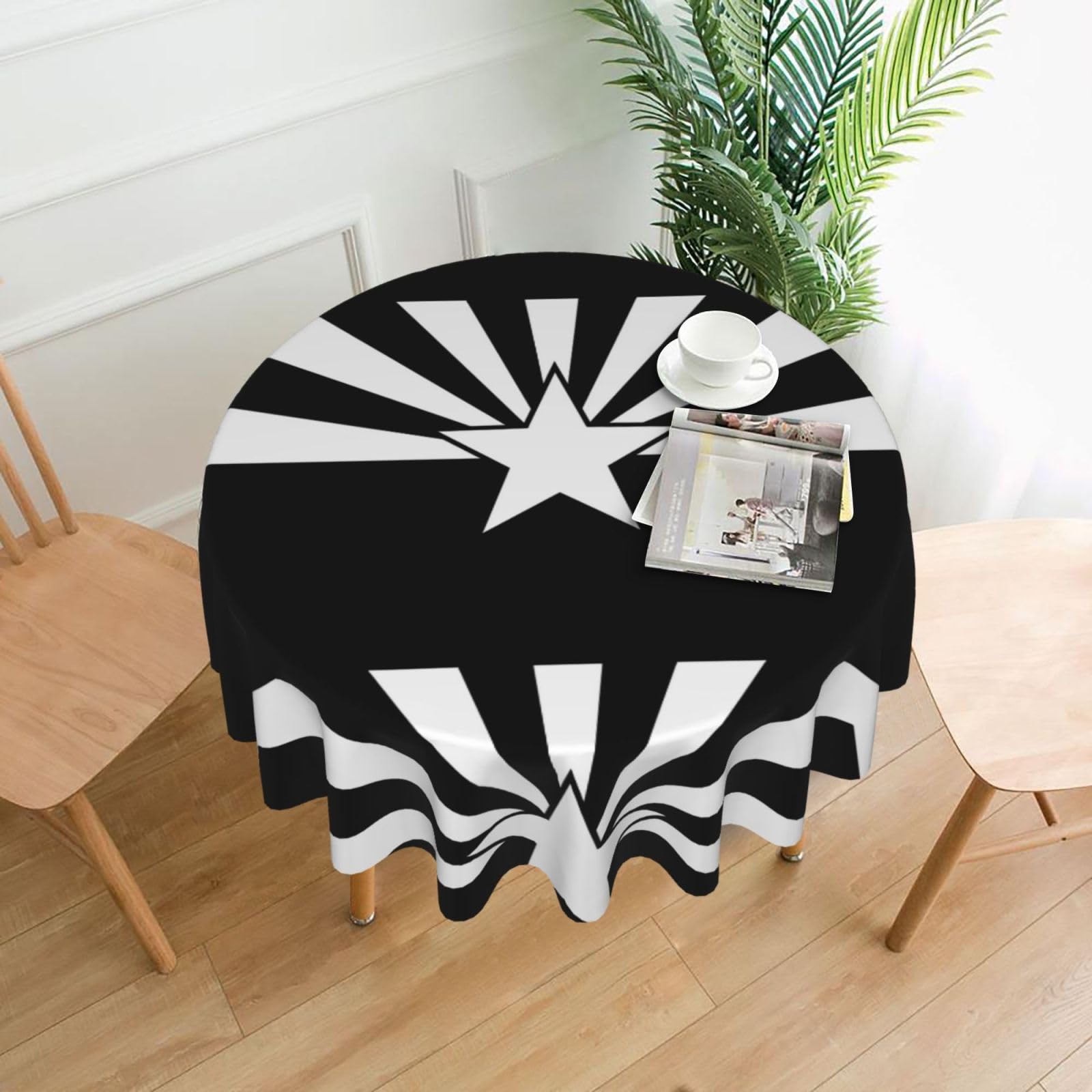 Whjssf Black Arizona Flag Prints Round Decorative Tablecloth 60In - High-Grade Polyester Table Throw For Dining & Outdoor Parties