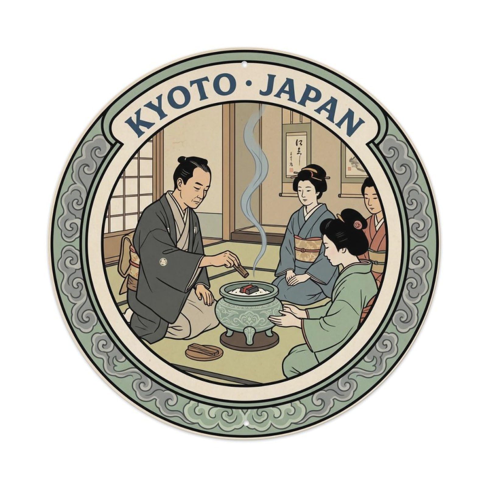 Kyoto Kodo Incense Ceremony Handmade Tradition Local Metal Tin Sign