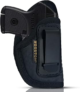 IWB Gun Holster by Houston - ECO Leather Concealed Carry Soft Material - Suede Interior for Protection - Fits: Most Small 380, Keltec, Ruger LCP Without Laser, Diamond Back, Small 25 & 22 Cal (Right)