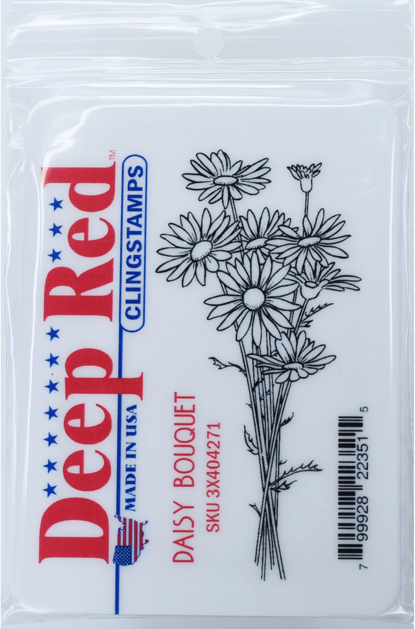 Deep Red Stamps Daisy Bouquet Rubber Stamp