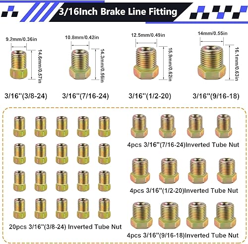 Miniatura 8 de smseace 46 piezas de 25 pies 316 pulgadas + 14 pulgadas de revestimiento de cobre kit de líneas de freno para piezas hidráulicassistema de