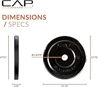 Vista 4 de CAP Barbell - Disco olímpico de goma para barra de pesas, para múltiples opciones