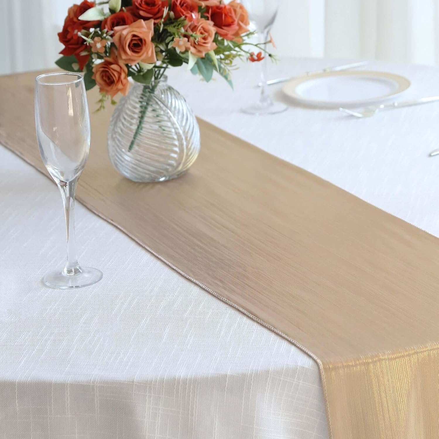 Efavormart 12"x108" Blush Shimmer Sequin Dots Polyester Table Runner, Wrinkle Free Sparkle Glitter Table Runner
