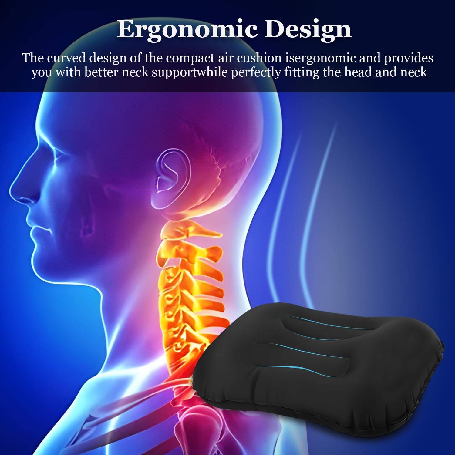 Cuscino Gonfiabile Da Campeggio 2 Pezzi - Ultraleggero, Design Ergonomico Per Spiaggia E Trekking