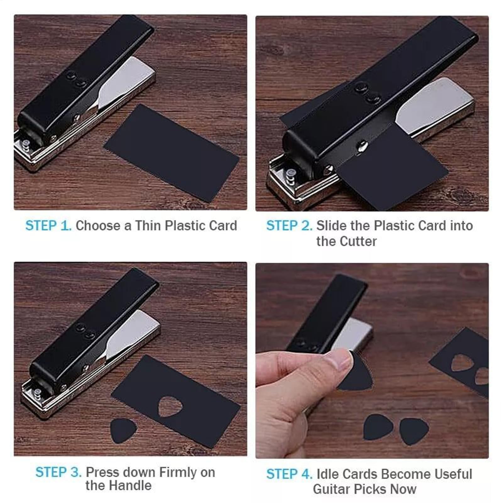 Perforadora de púas de guitarra de mano, herramienta cortadora de púas de metal, máquina perforadora de tarjetas ergonómica, diseño compacto para músicos y aficionados, equipo de instrumento