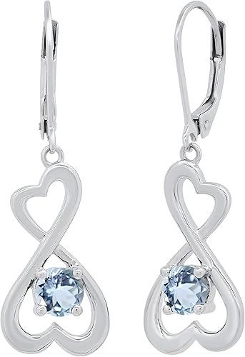 Dazzlingrock Collection Aretes colgantes redondos de doble corazón infinito con palanca giratoria para mujer en plata de ley 925