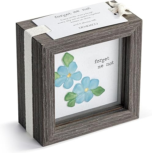 Miniatura 4 de DEMDACO Forget Me Not Whimsical Design Stone Art Multicolor 4 x 4 Caja de sombra compuesta de madera