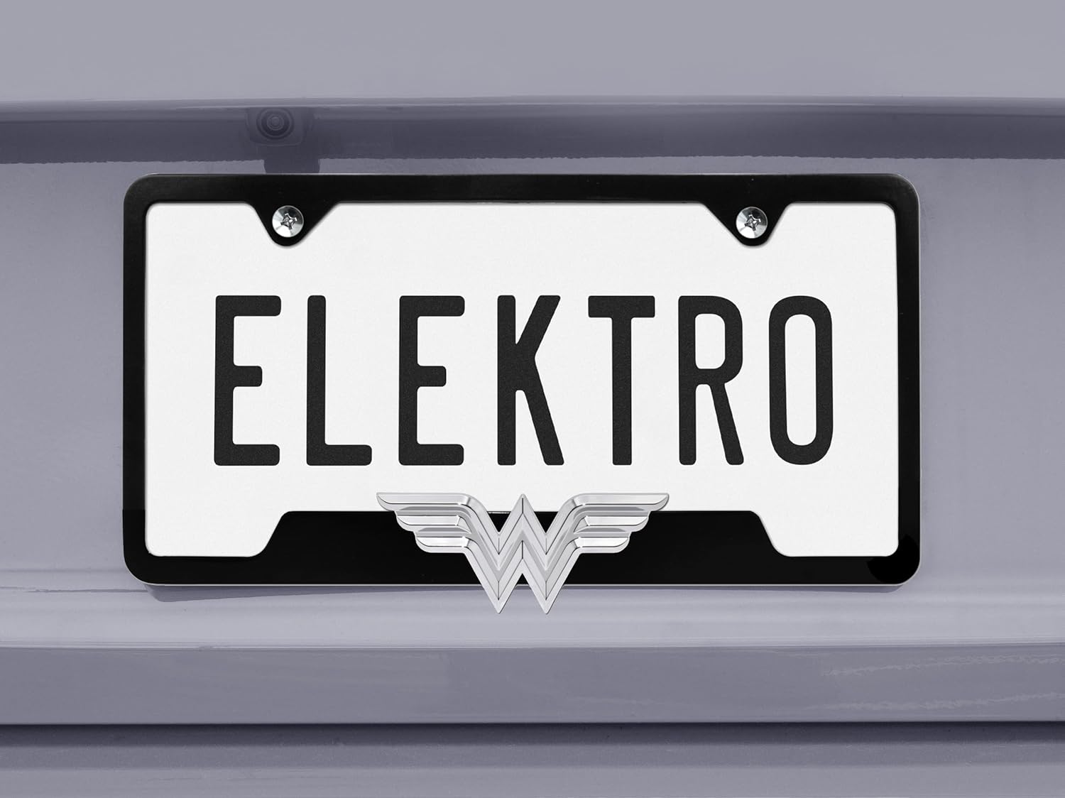 Elektroplate Officially Licensed - DC Comics Wonder Woman Black All-Metal Open Corner Superhero Premium 3D License Plate Frame Tag Holder for Cars/SUVs/Trucks Weather-Proof Automotive Accessory