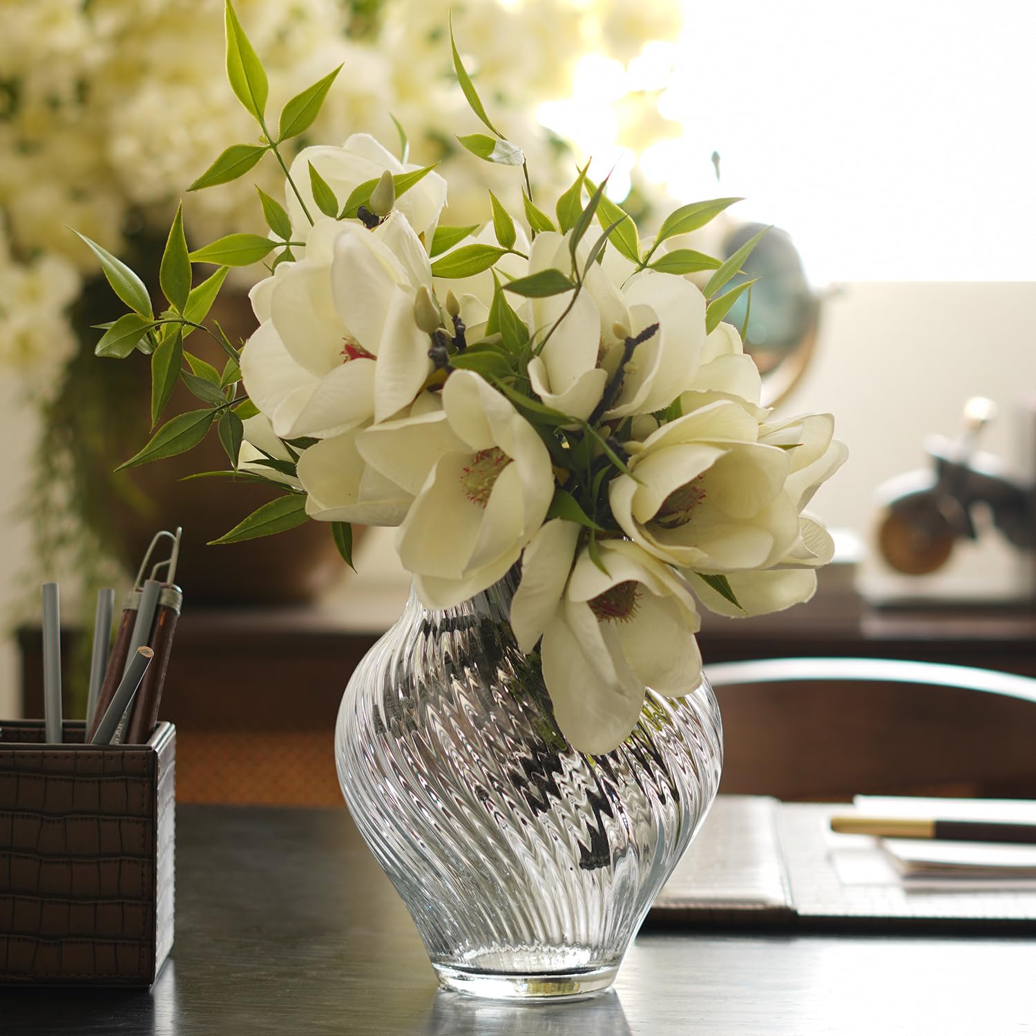 Pure Home + Living Clear Swirl Textured Glass Vase - Large-image-49