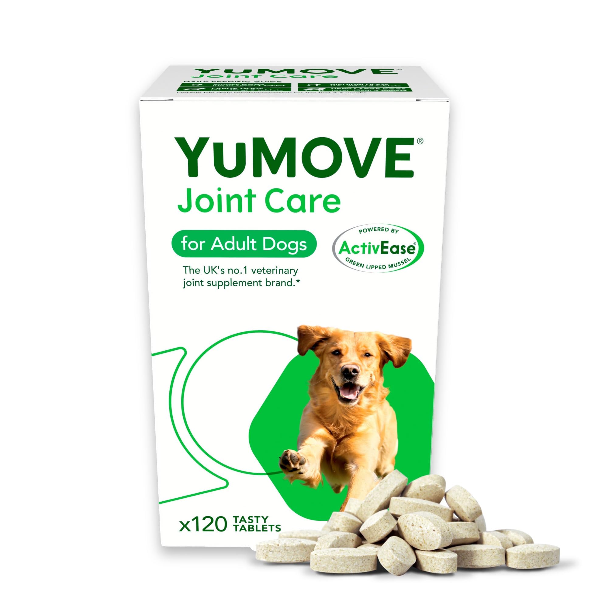 YuMOVE Joint Supplement for Dogs, Essential Dog Hip and Joint Aid for Stiff Adult Dogs with Glucosamine, Chondroitin & Green Lipped Mussel, 60 Tablets