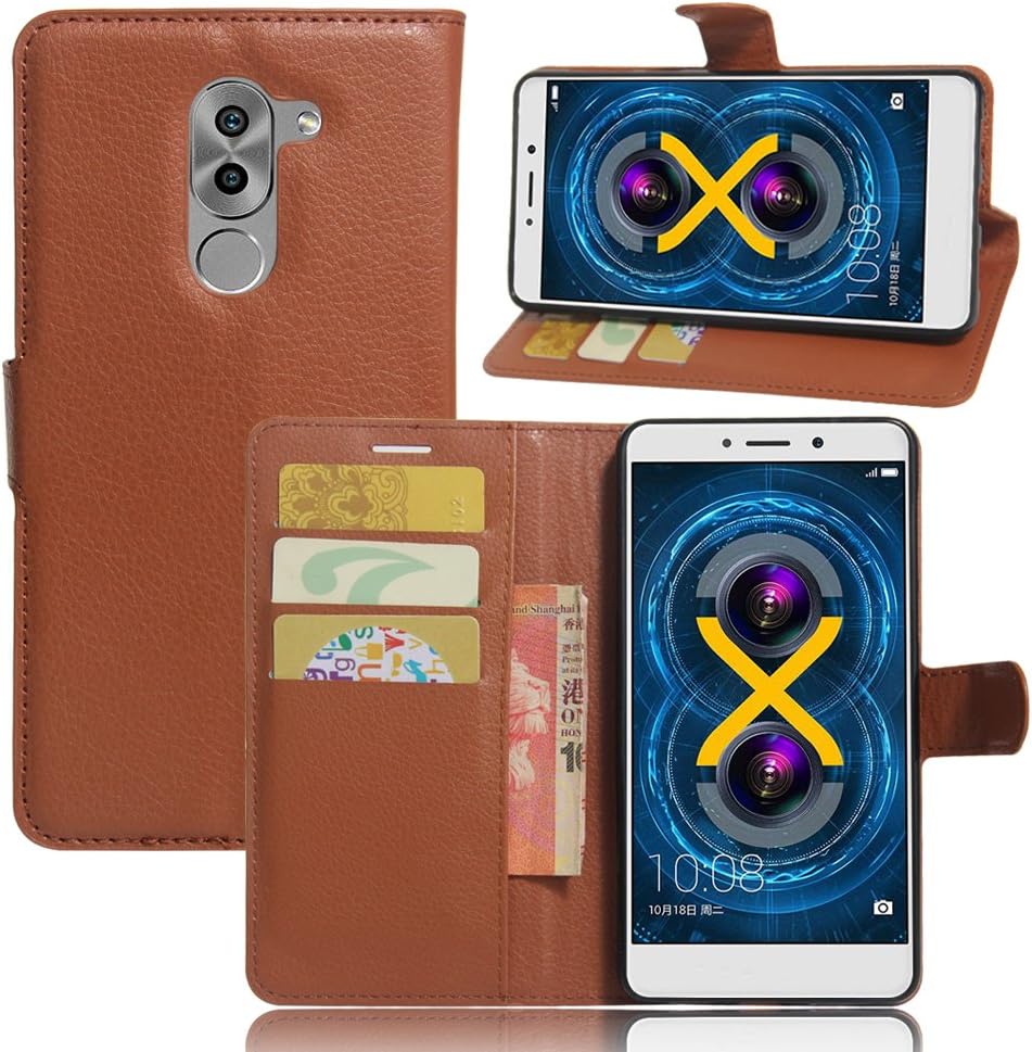 Custodia A Libro Per Honor 6X - Cover In Pelle Con Portacarte - Nero - Foto 11