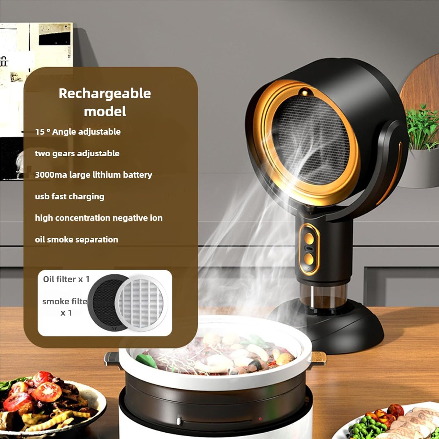 Smoke Away Purifier Fan Puffhide Purifier - Mini Smoke Diffuser and Portable Smoke Air Purifier, Smoke Fan for Smoking Indoors with Rechargeable Design.Puff Hide Smoke. (rechargeable gold)