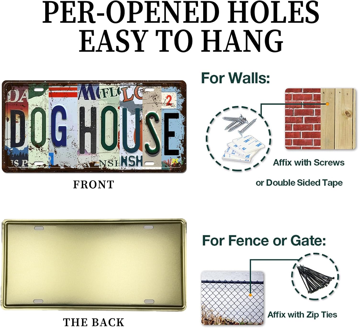 Vintage Dog House Metal Sign Novelty License Plate, 12 x 6 Inch image 2