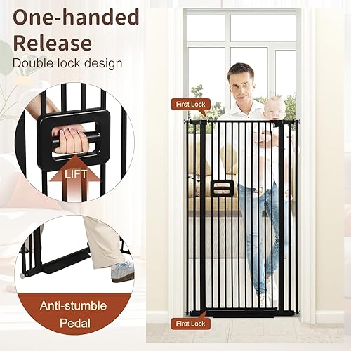 Miniatura 3 de SMONTER Puerta para gatos extra alta de 55 pulgadas de alto, puerta de bebé para puertas, se expande a 34 pulgadas de ancho, color negro