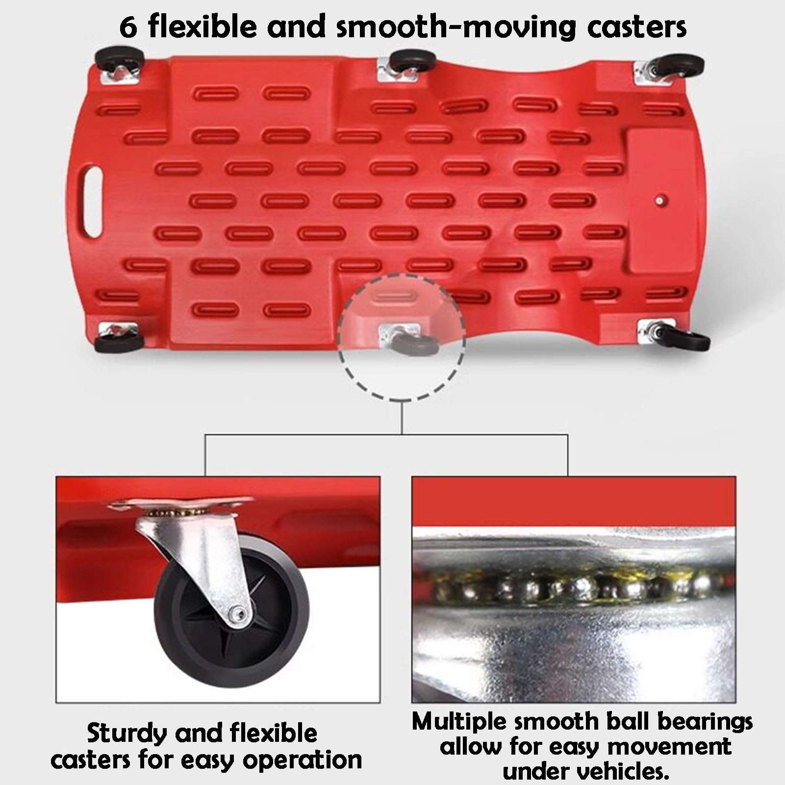 Generisch Rollbares Autoreparatur-Schlafbrett | Starke Tragfähigkeit, tragbarer Sitz for Hinlegen oder Sitzen(Red,92x43x9.5cm)