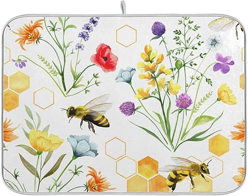 Vista 168 de Tapete de secado de platos de mariposas botánicas para encimera de cocina, almohadilla de secado de microfibra absorbente, grande, 18 x 24 pulgadas